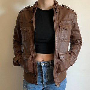 Unisex brown leather jacket